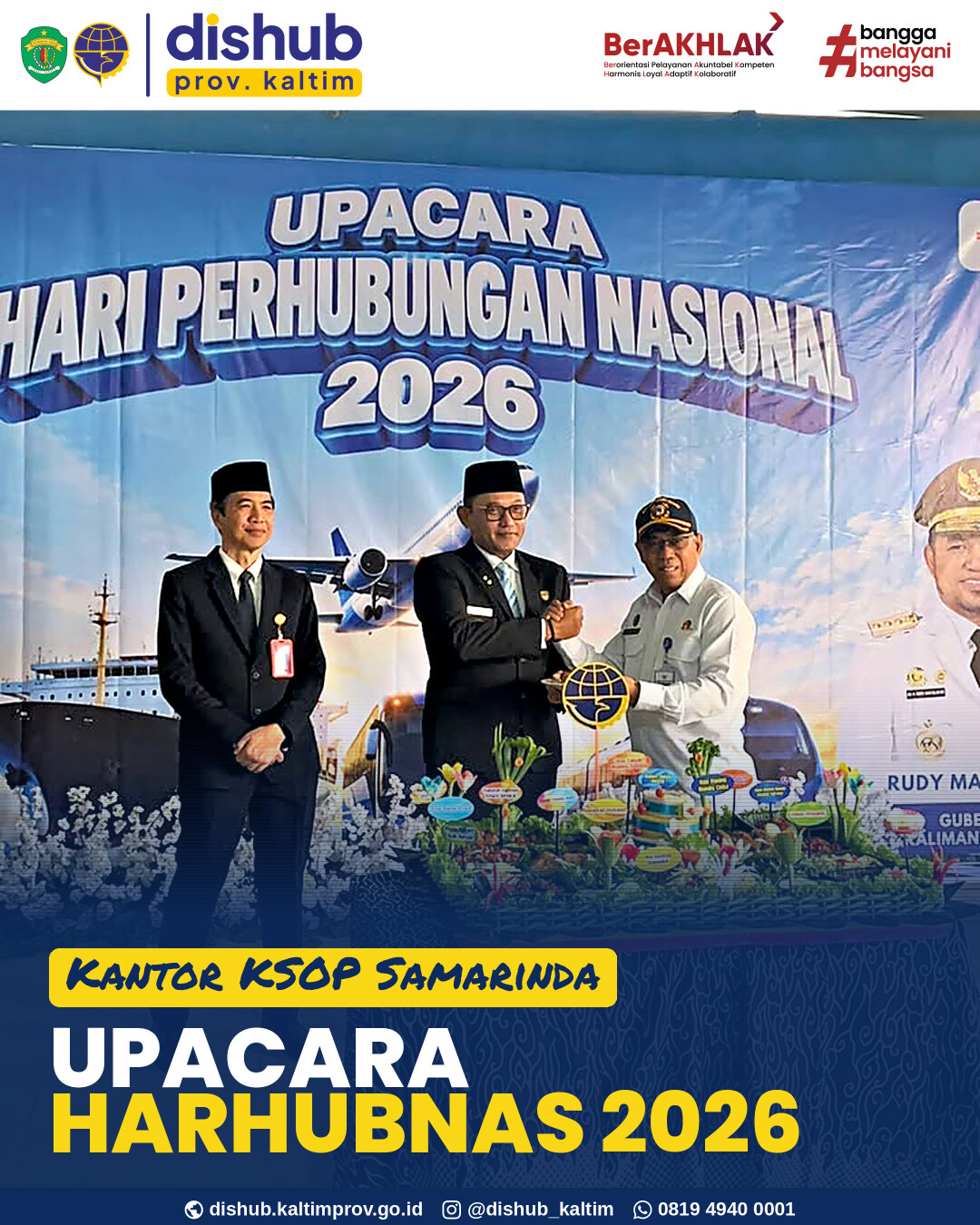 Wagub Kaltim Pimpin Upacara Hari Perhubungan Nasional 2026 di Kantor KSOP Samarinda