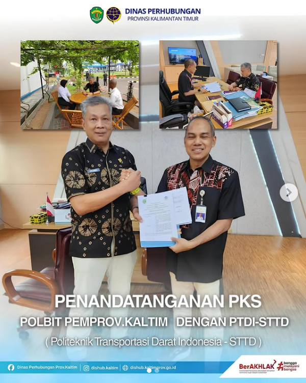 Penandatangan PKS POLBIT Pemprov Kaltim dengan PTDI-STTD Bekasi