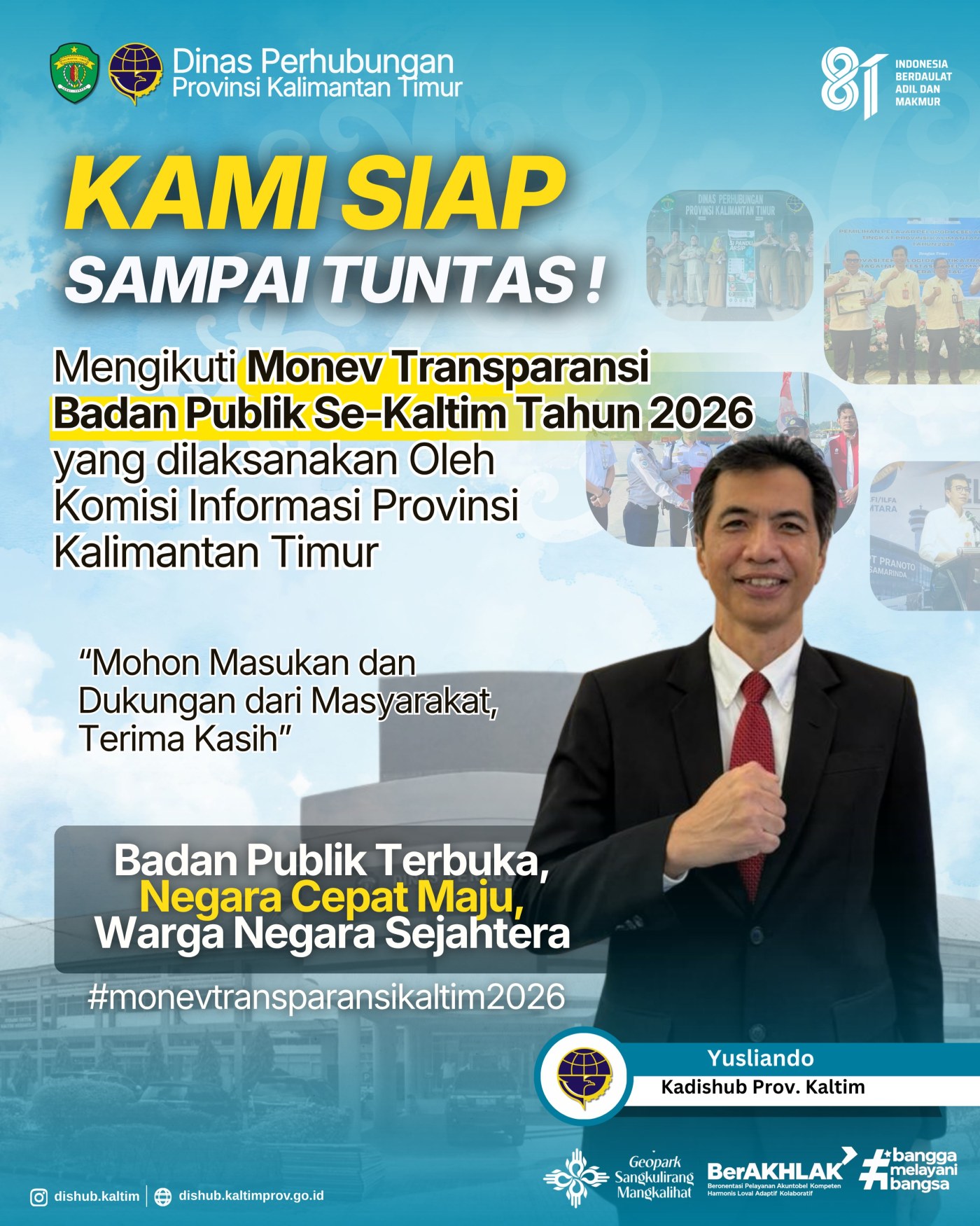 Dishub Kaltim Siap Mengikuti Monev Keterbukaan Informasi Publik 2026 dan Terbuka atas Masukan Masyarakat