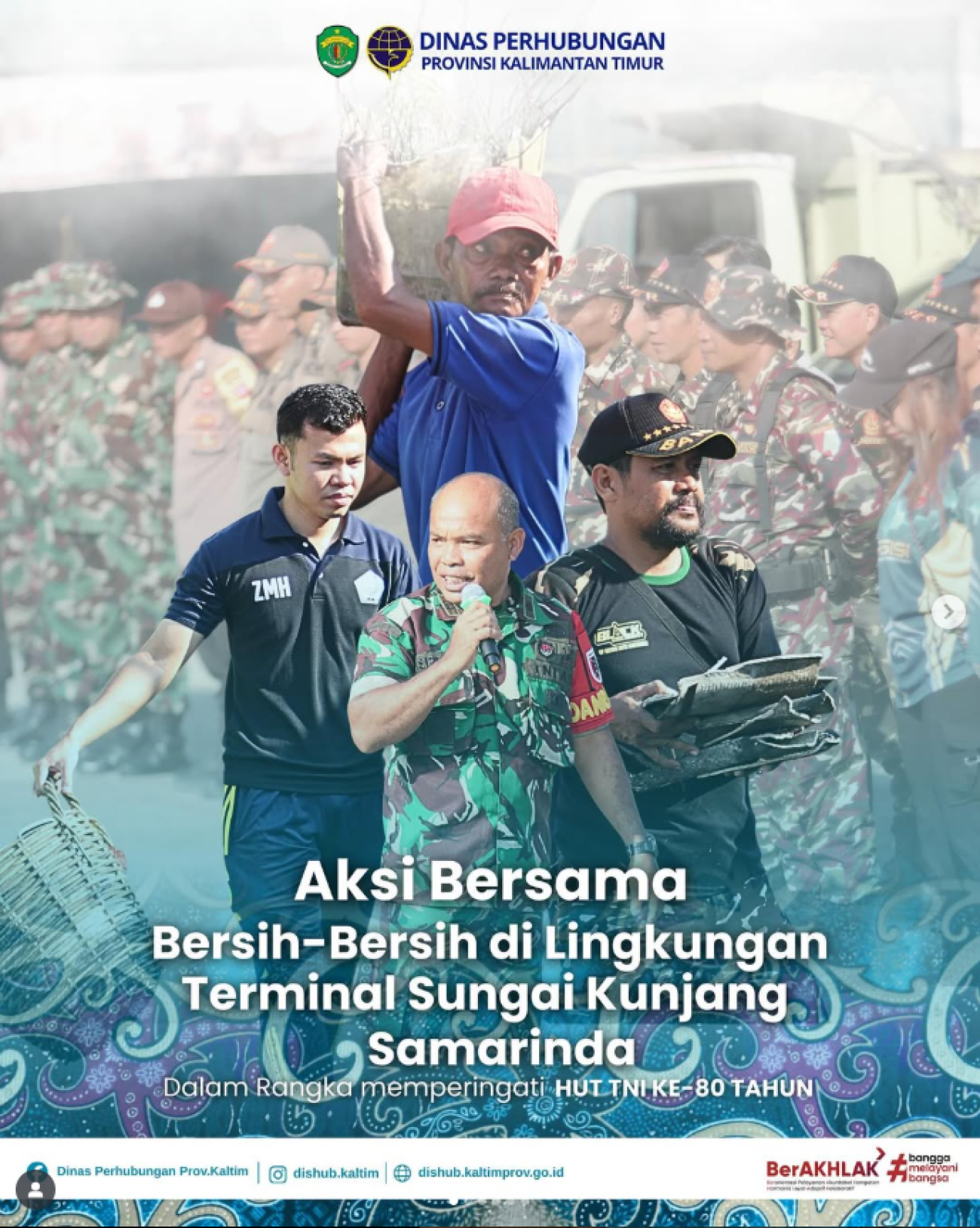 Aksi Bersama Bersih-Bersih di Lingkungan Terminal Sungai Kunjang Samarinda Dalam Rangka memperingati HUT TNI ke 80 Tahun