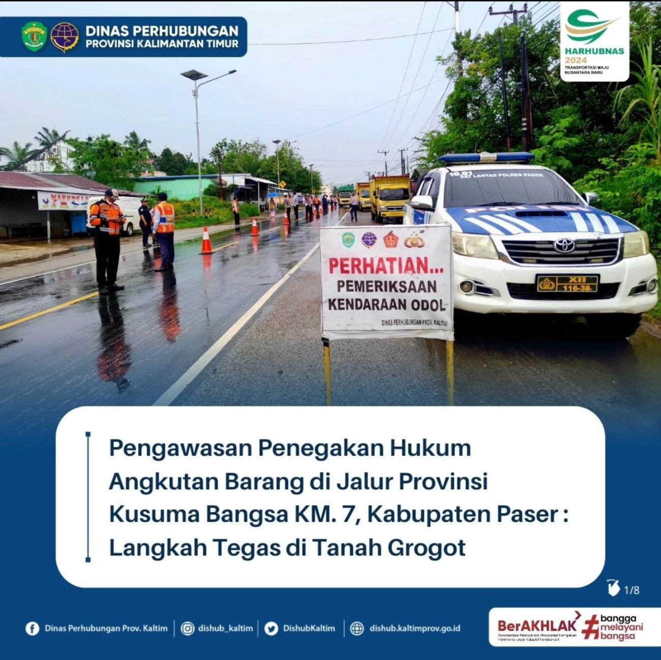 Pengawasan Penegakan Hukum Angkutan Barang di Jalur Provinsi Kusuma Bangsa KM. 7, Kabupaten Paser : Langkah Tegas di Tanah Grogot