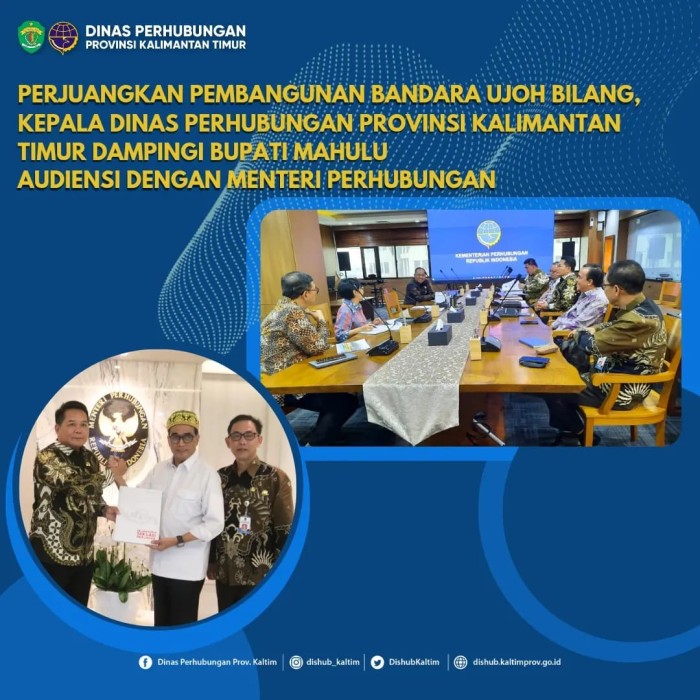 Perjuangkan Pembangunan Bandara Ujoh Bilang, Kepala Dinas Perhubungan Provinsi Kalimantan Timur Dampingi Bupati Mahulu Audiensi dengan Menteri Perhubungan