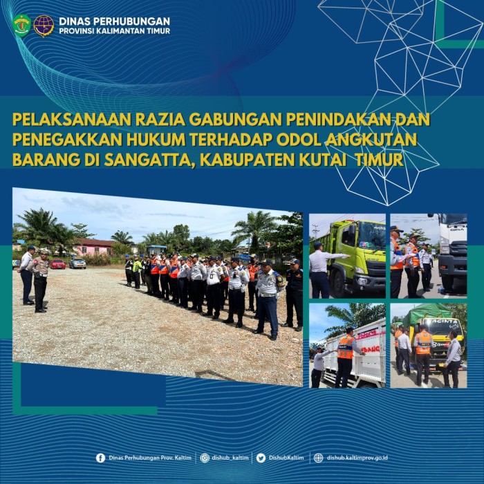 Pelaksanaan Razia Gabungan Penindakan dan Penegakkan Hukum terhadap ODOL Angkutan Barang di Sangatta, Kabupaten Kutai Timur