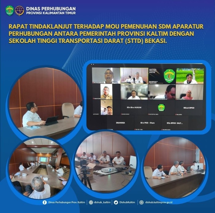 Rapat Tindaklanjut terhadap MOU Pemenuhan SDM Aparatur Perhubungan antara Pemerintah Provinsi Kaltim dengan Sekolah Tinggi Transportasi Darat (STTD) Bekasi